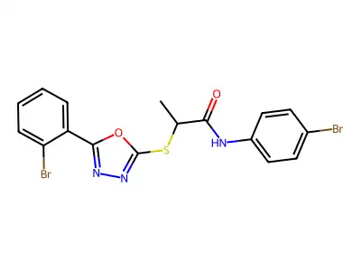 N-(4-Bromophenyl)-2-((5-(2-bromophenyl)-1,3,4-oxadiazol-2-yl)thio)propanamide structure