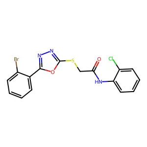 2-((5-(2-Bromophenyl)-1,3,4-oxadiazol-2-yl)thio)-N-(2-chlorophenyl)acetamide structure