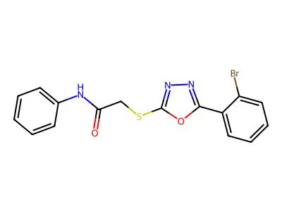 2-((5-(2-Bromophenyl)-1,3,4-oxadiazol-2-yl)thio)-N-phenylacetamide structure