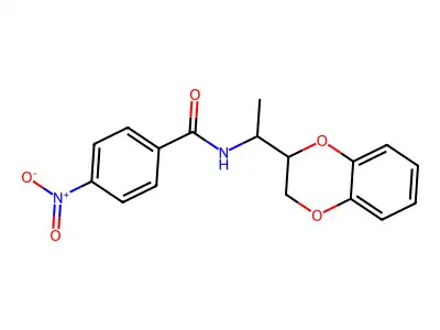 N-[1-(2,3-dihydro-1,4-benzodioxin-3-yl)ethyl]-4-nitrobenzamide structure