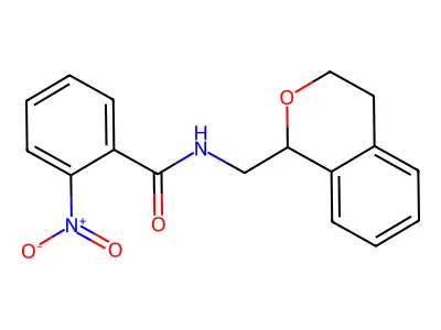 N-(3,4-dihydro-1H-isochromen-1-ylmethyl)-2-nitrobenzamide structure