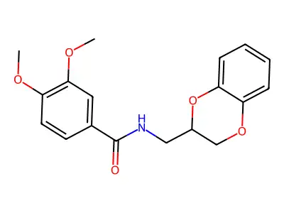 N-(2,3-dihydro-1,4-benzodioxin-2-ylmethyl)-3,4-dimethoxybenzamide structure