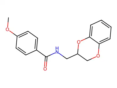 N-(2,3-dihydro-1,4-benzodioxin-2-ylmethyl)-4-methoxybenzamide structure