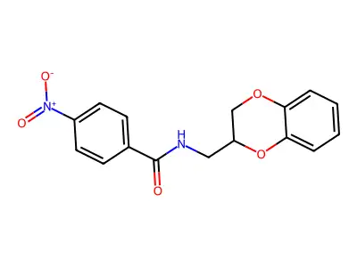 N-(2,3-dihydro-1,4-benzodioxin-3-ylmethyl)-4-nitrobenzamide structure