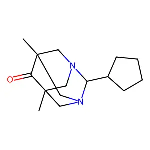 2-Cyclopentyl-5,7-dimethyl-1,3-diazatricyclo[3.3.1.1~3,7~]decan-6-one structure
