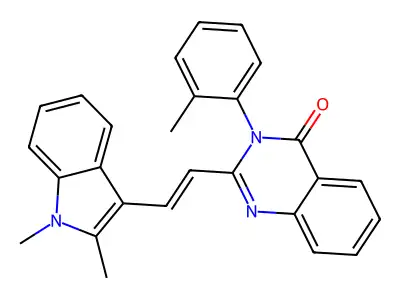2-[(E)-2-(1,2-dimethylindol-3-yl)ethenyl]-3-(2-methylphenyl)quinazolin-4-one structure