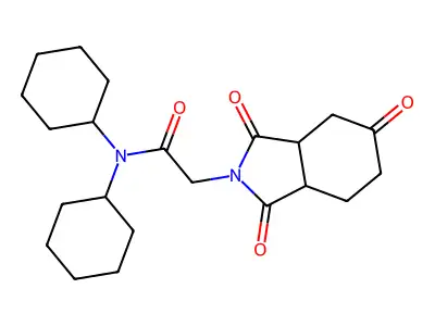 N,N-dicyclohexyl-2-(1,3,6-trioxo-4,5,7,7a-tetrahydro-3aH-isoindol-2-yl)acetamide structure
