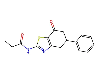 N-(7-oxo-5-phenyl-4,5,6,7-tetrahydro-1,3-benzothiazol-2-yl)propanamide structure