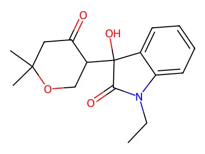 3-(6,6-Dimethyl-4-oxooxan-3-yl)-1-ethyl-3-hydroxyindol-2-one structure