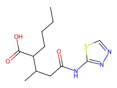 2-[4-Oxo-4-(1,3,4-thiadiazol-2-ylamino)butan-2-yl]hexanoic acid structure