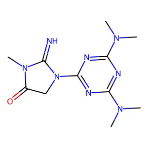 1-[4,6-Bis(dimethylamino)-1,3,5-triazin-2-yl]-2-imino-3-methylimidazolidin-4-one structure