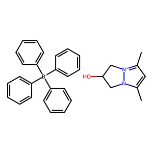2-hydroxy-5,7-dimethyl-2,3-dihydro-1H-pyrazolo(1,2-a)pyrazol-4-ium tetraphenylborate(1-) structure