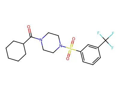 cyclohexyl(4-(3-(trifluoromethyl)phenylsulfonyl)piperazin-1-yl)methanone structure