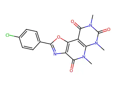 4-(4-Chlorophenyl)-8,10,12-trimethyl-3-oxa-5,8,10,12-tetrazatricyclo[7.4.0.02,6]trideca-1(9),2(6),4-triene-7,11,13-trione structure