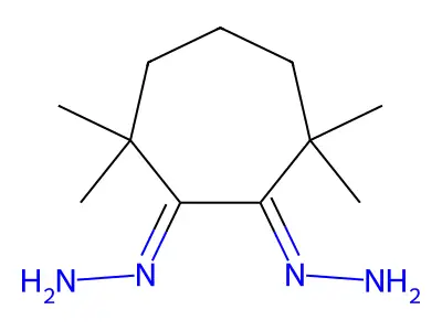 (E)-[(7E)-7-hydrazinylidene-2,2,6,6-tetramethylcycloheptylidene]hydrazine structure