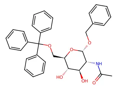 Benzyl 2-acetamido-2-deoxy-6-O-trityl-a-D-glucopyranoside structure