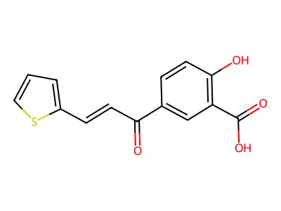 Benzoic acid,2-hydroxy-5-[1-oxo-3-(2-thienyl)-2-propen-1-YL]- structure