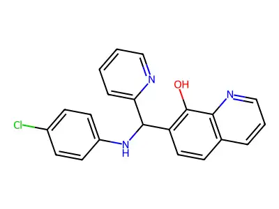 7-(((4-Chlorophenyl)amino)(pyridin-2-yl)methyl)quinolin-8-ol structure