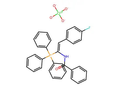 (Z)-(1-benzamido-2-(4-fluorophenyl)vinyl)triphenylphosphonium perchlorate structure