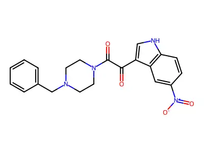 1-(4-benzylpiperazin-1-yl)-2-(5-nitro-1H-indol-3-yl)ethane-1,2-dione structure