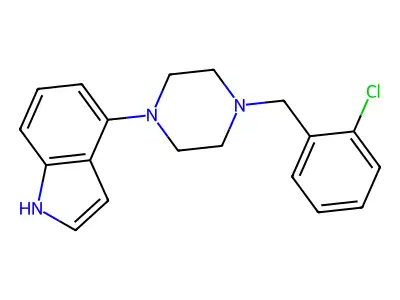 4-[4-[(2-chlorophenyl)methyl]-1-piperazinyl]-1H-indole structure