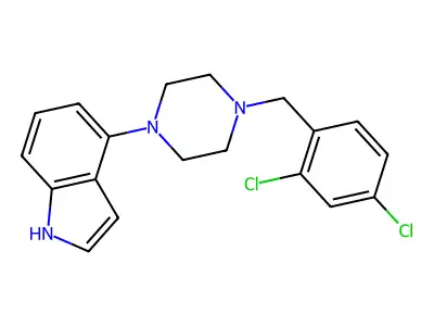 4-[4-[(2,4-dichlorophenyl)methyl]piperazin-1-yl]-1H-indole structure