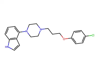 4-[4-[3-(4-chlorophenoxy)propyl]piperazin-1-yl]-1H-indole structure