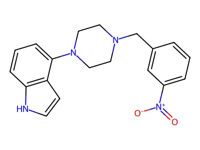 4-[4-[(3-nitrophenyl)methyl]piperazin-1-yl]-1H-indole structure