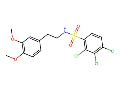2,3,4-trichloro-N-[2-(3,4-dimethoxyphenyl)ethyl]benzenesulfonamide structure
