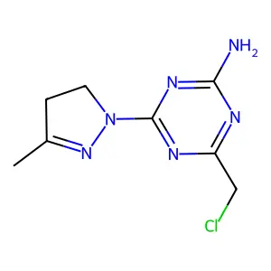 4-(chloromethyl)-6-(3-methyl-4,5-dihydro-1H-pyrazol-1-yl)-1,3,5-triazin-2-amine structure