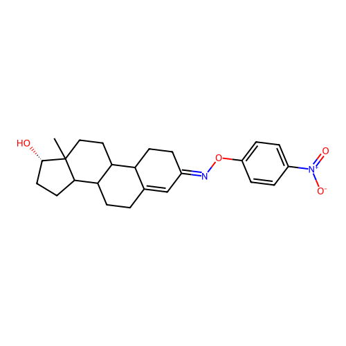 17-beta-Hydroxyestr-4-en-3-one O-(p-nitrophenyl)oxime structure