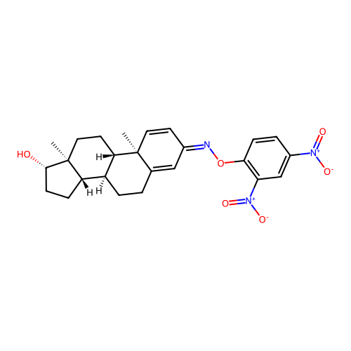 17-beta-Hydroxyandrosta-1,4-dien-3-one O-(2,4-dinitrophenyl)oxime structure