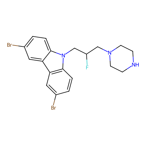 3,6-dibromo-9-(2-fluoro-3-(piperazin-1-yl)propyl)-9H-carbazole structure