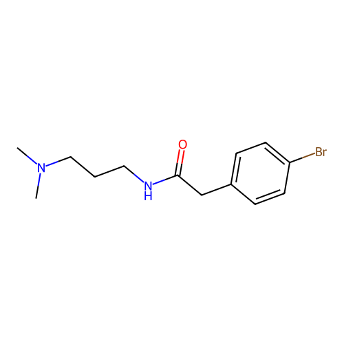 2-(4-bromophenyl)-N-[3-(dimethylamino)propyl]acetamide structure