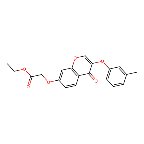 Ethyl 2-[3-(3-methylphenoxy)-4-oxochromen-7-yloxy]acetate structure