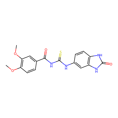 3,4-dimethoxy-N-[(2-oxo-2,3-dihydro-1H-benzimidazol-5-yl)carbamothioyl]benzamide structure