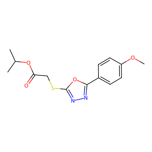 Propan-2-yl {[5-(4-methoxyphenyl)-1,3,4-oxadiazol-2-yl]sulfanyl}acetate structure