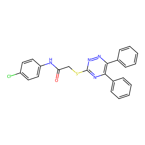 N-(4-Chlorophenyl)-2-((5,6-diphenyl-1,2,4-triazin-3-YL)thio)acetamide structure