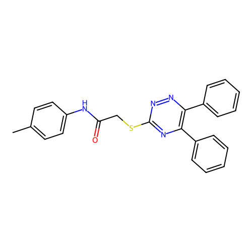 2-((5,6-Diphenyl-1,2,4-triazin-3-YL)thio)-N-(4-methylphenyl)acetamide structure