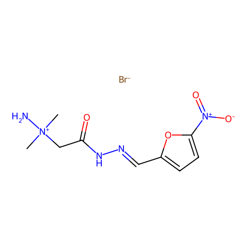 Hydrazinium, dimethyl(((5-nitrofurfurylidene)hydrazino)carbonylmethyl)-, bromide structure