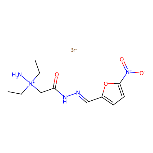 Hydrazinium, diethyl(((5-nitrofurfurylidene)hydrazino)carbonylmethyl)-, bromide structure