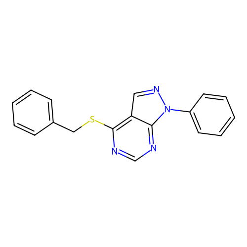 4-Benzylsulfanyl-1-phenyl-1H-pyrazolo[3,4-d]pyrimidine structure