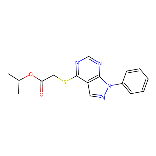 (1-Phenyl-1H-pyrazolo[3,4-d]pyrimidin-4-ylsulfanyl)-acetic acid isopropyl ester structure