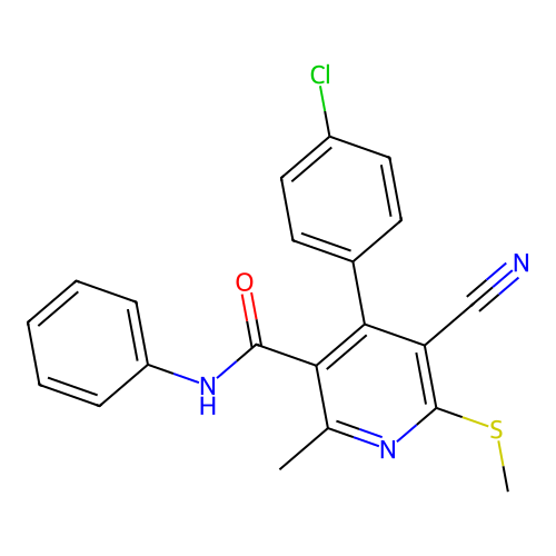 4-(4-chlorophenyl)-5-cyano-2-methyl-6-(methylthio)-N-phenylnicotinamide structure