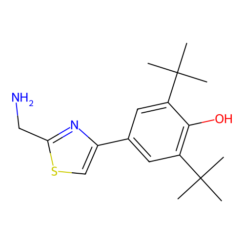 4-(2-(Aminomethyl)-1,3-thiazol-4-yl)-2,6-di(tert-butyl)phenol structure