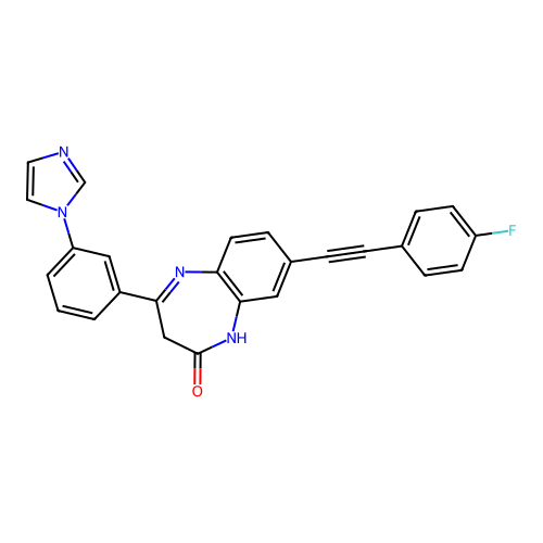 4-(3-(1H-Imidazol-1-yl)phenyl)-8-((4-fluorophenyl)ethynyl)-1H-benzo[b][1,4]diazepin-2(3H)-one structure