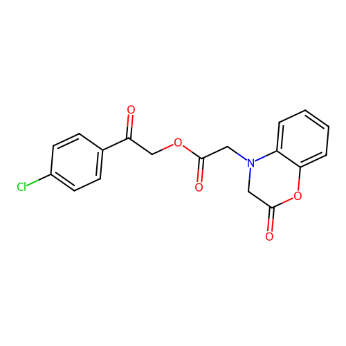 2-(4-chlorophenyl)-2-oxoethyl (2-oxo-2,3-dihydro-4H-1,4-benzoxazin-4-yl)acetate structure