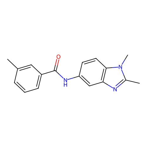 N-(1,2-dimethyl-1H-benzimidazol-5-yl)-3-methylbenzamide structure