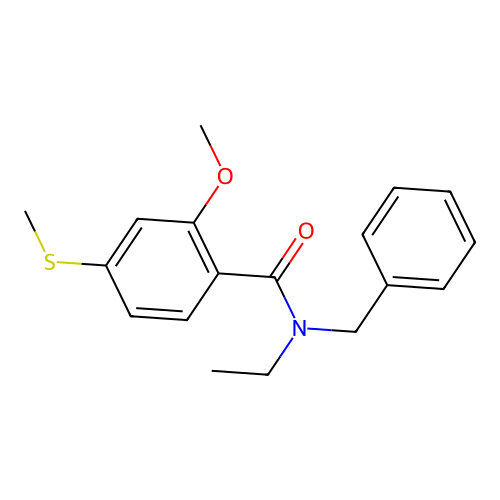 N-benzyl-N-ethyl-2-methoxy-4-(methylsulfanyl)benzamide structure