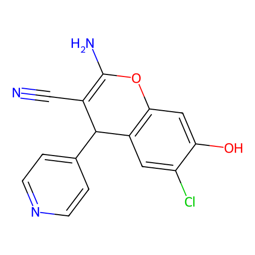 2-amino-6-chloro-7-hydroxy-4-(pyridin-4-yl)-4H-chromene-3-carbonitrile structure